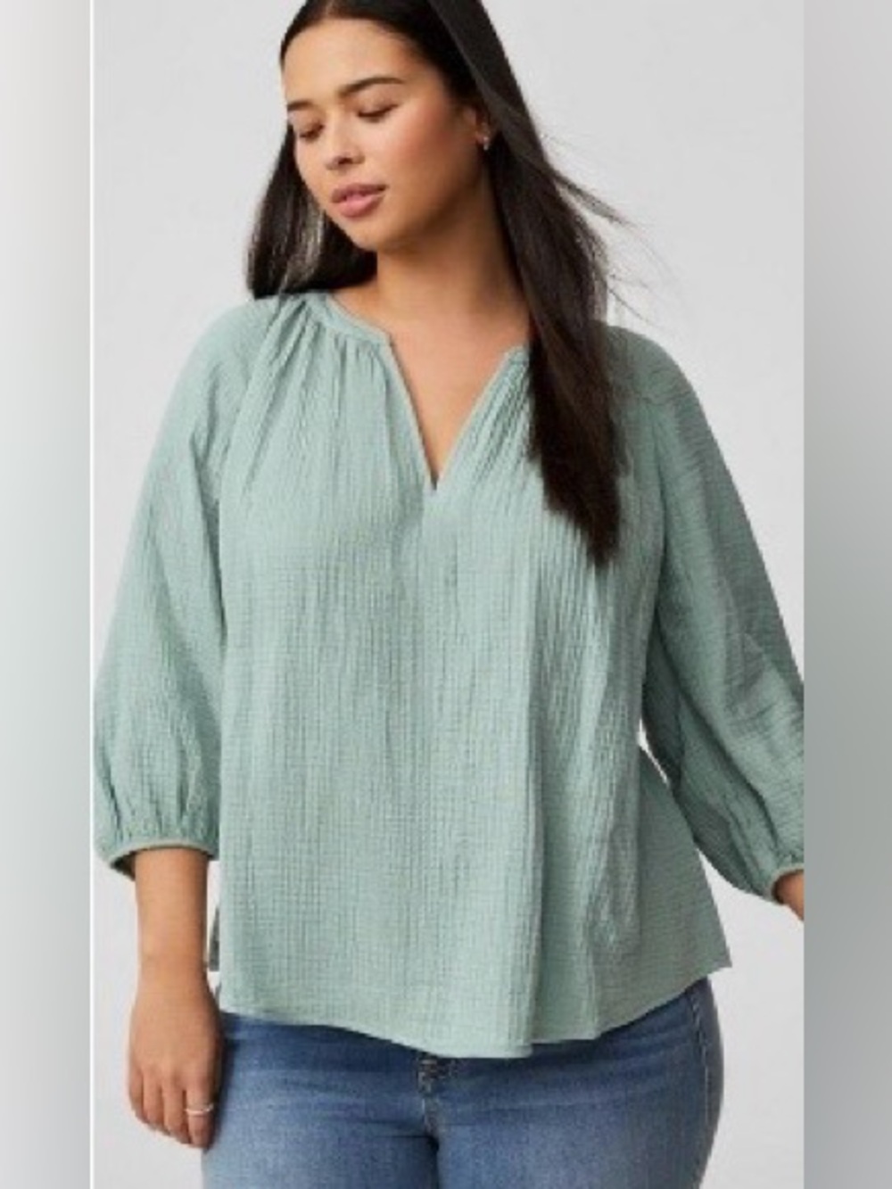 NWOT Torrid Crinkle Gauze Pullover Top, Size 00 (M/L 10), Sage